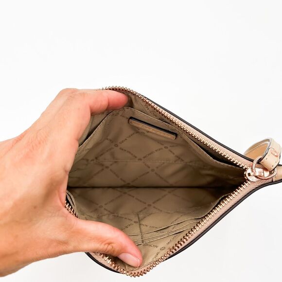 Michael Kors Jet Set Travel Zip Clutch Wristlet Rose Gold Metallic Mirror - Picture 6 of 9